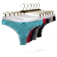 厂家跨境temu外贸女士内裤 螺纹棉蕾丝边纯色丁字裤内裤