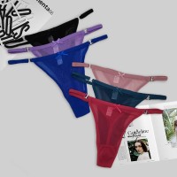 新款外贸跨境女士内裤 简约纯色网纱性感情趣女式丁字裤